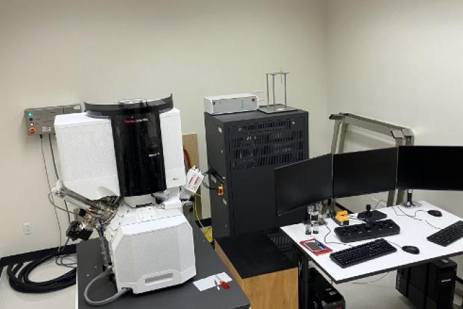 Equipment setup in a lab.