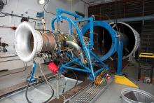 A Turbofan Engine mounted in an Engine Test Cell