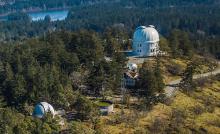 Overhead exterior view of the telescopes at the Dominion Astrophysical Observatory