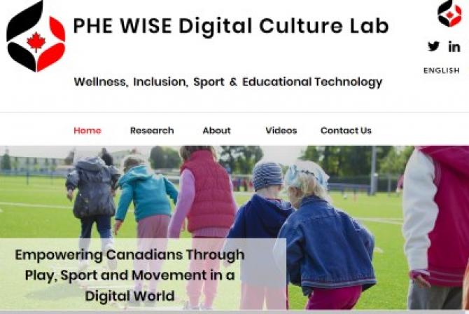 Screenshot of the lab's homepage: Empowering Canadians Through Play, Sport and Movement in a Digital World
